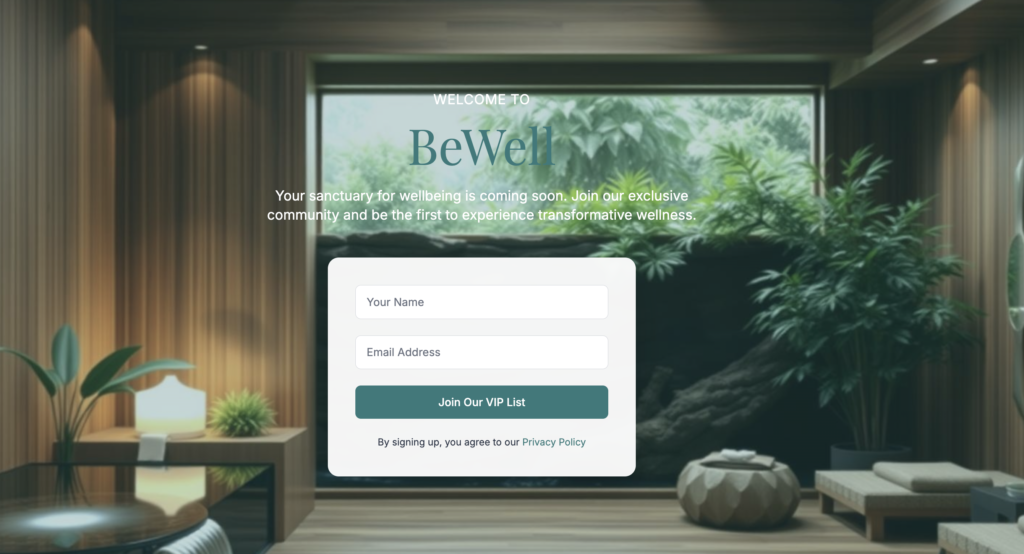 Wellness landing page
